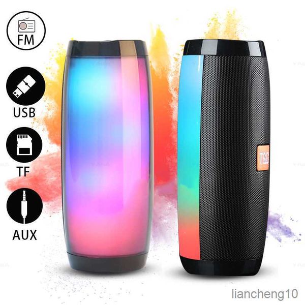 Haut-parleurs portables LED lumière clignotante Bluetooth Portable extérieur tissu étanche Subwoofer sans fil R230727