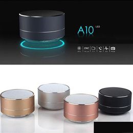 Altavoces portátiles Mini A10 Bluetooth Speakooth Hands inalámbricos con FM TF Card Slot LED o reproductor para mp3 tableta en caja entrega de caída dh8yx