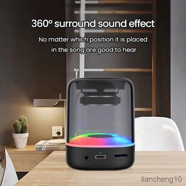 Haut-parleurs portables Mini haut-parleur Bluetooth avec lumière LED Haut-parleur Bluetooth sans fil transparent Subwoofer Sound Home Theater R230727