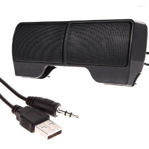 Haut-parleurs portables Mini clip barre de son USB pour ordinateur portable/tablette de bureau - Subwoofer de haut-parleur Bluetooth alimenté noir