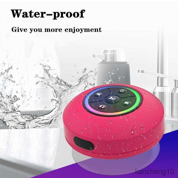 Altavoces portátiles Mini luz LED Baño a prueba de agua Bluetooth Ventosa grande Coche Soporte de audio portátil Contestador de llamadas R230801