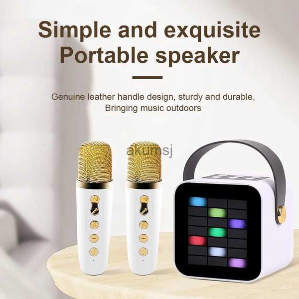 Mini haut-parleurs Bluetooth sans fil, Microphone karaoké, caisson de basses extérieur, son de fête, lumières Led portables, caissons de basses, ensemble KTV pour enfants YQ240106