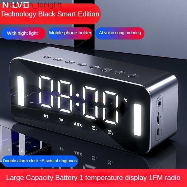 Altavoces portátiles Multifunción Estéreo Inalámbrico Bluetooth BT Altavoz Dual Bass Altavoz Subwoofer con LED Reloj digital Radio FM Luz LED Q230904