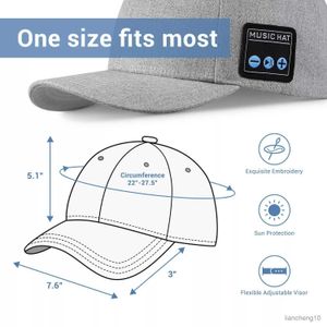 Haut-parleurs portables NOUVEAU Chapeau avec haut-parleur Bluetooth Chapeau Bluetooth réglable Haut-parleur intelligent sans fil Cap pour casquette de baseball de sport en plein air avec micro R230725