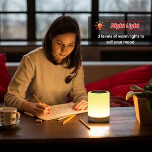 Haut-parleurs portables veilleuse avec Bluetooth sans fil TF carte contrôle tactile couleur LED lampe de Table de chevet Y2212 L230822