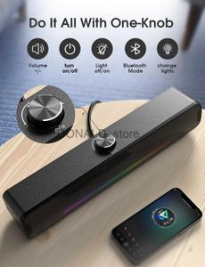 Alto-falantes portáteis ONIKUMA L16 Usb Powered Long Soundbar Speaker Led Ambient Light Rgb Speaker Bar Stereo Surround Sem fio Bluetooth compatível J240117