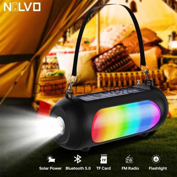 Haut-parleurs portables Haut-parleur sans fil solaire extérieur Boîte de son stéréo FM Radio Barre de son Haut-parleur Bluetooth Barre de son avec lumière colorée Lampe de poche LED J240117