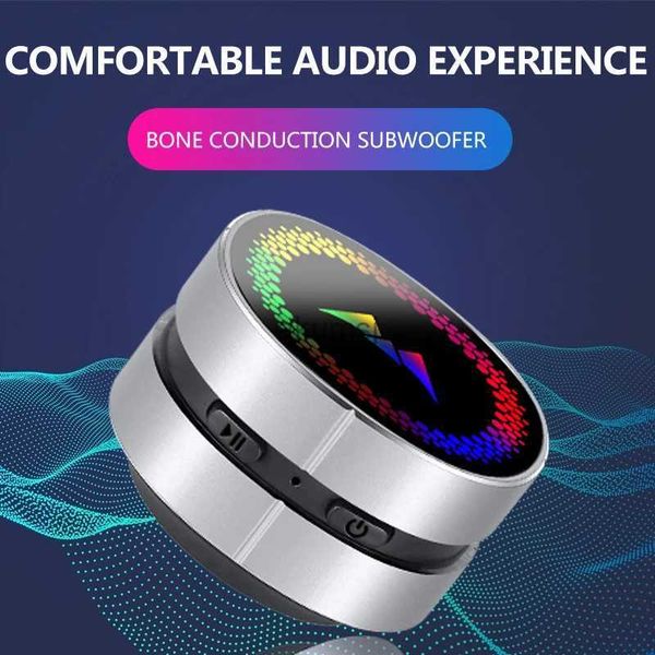 Altavoces portátiles Portátil Bluetooth 5.0 Mini altavoz inalámbrico Metal Aire Conducción ósea Al aire libre Estéreo impermeable TWS Altavoz RGB Luz YQ240106