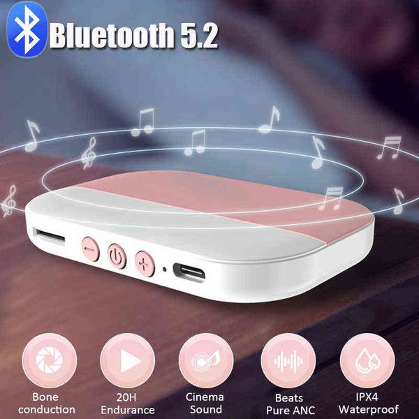 Haut-parleurs portables Haut-parleur Bluetooth 5.2 sans fil Boîte à musique à conduction osseuse Mini lecteur stéréo sous l'oreiller Améliorer le soutien du sommeil Carte TF T220831