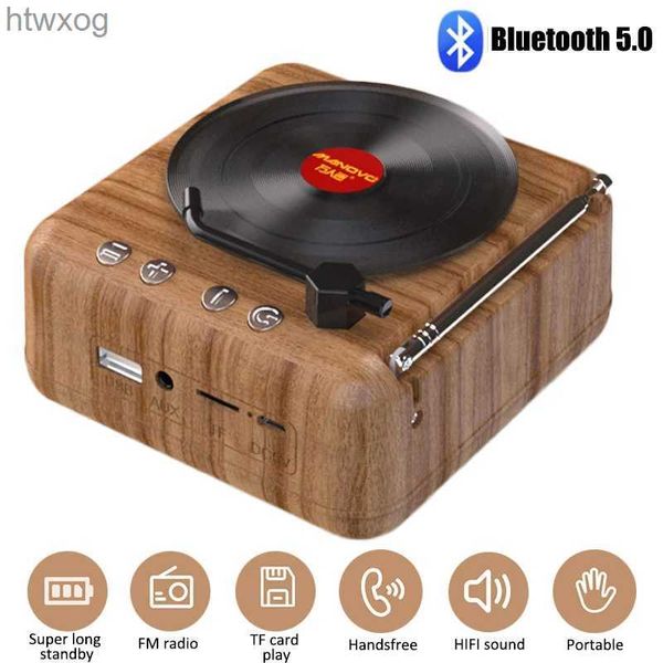 Haut-parleurs portables Haut-parleur rétro Portable USB Bluetooth-compatible V5.0 lecteur de disque vinyle stéréo Vintage haut-parleur Portable carte TF/disque U/lecture AUX YQ240124