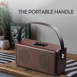 Altavoces portátiles Altavoz Bluetooth de madera retro portátil D30 Bajo pesado Mango de cuero de alto volumen Soporte de audio Tarjeta TF U Disco AUX para música T220831