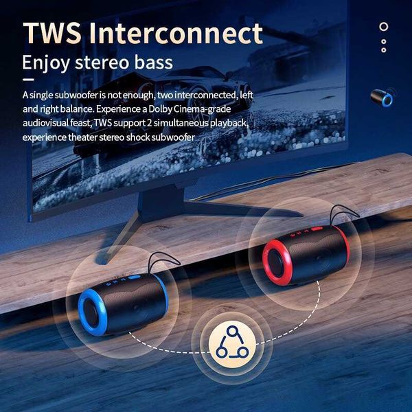 Altavoces portátiles Altavoz portátil Altavoces inalámbricos Bluetooth con modos estéreo 5,3 FM/SD/disco USB/auxiliar resistentes al agua para sonido al aire libre