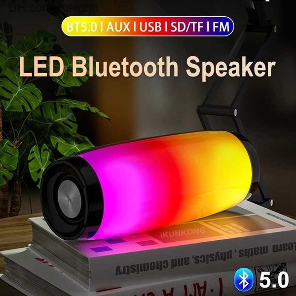 Haut-parleurs portables Haut-parleurs portables Colonne Bluetooth Haut-parleur Bluetooth sans fil Puissant Haut BoomBox Basse extérieure HIFI TF Radio FM avec lumière LED Q230905