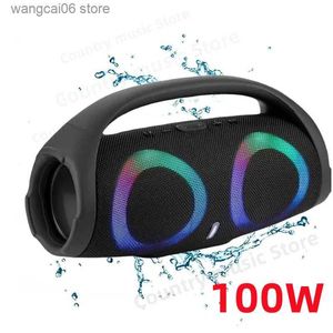 Draagbare luidsprekers Draagbare waterdichte 100 W krachtige Bluetooth-luidspreker RGB kleurrijk licht Draadloze subwoofer 360 stereo surround TWS FM Boombox T240323