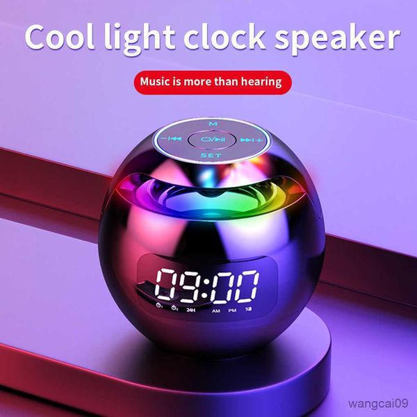 Altavoces portátiles Altavoz Bluetooth inalámbrico portátil con reloj despertador digital LED Altavoz de altavoz exterior para teléfono inteligente R230608