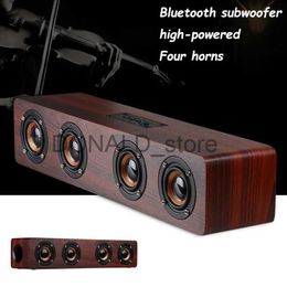 Draagbare luidsprekers Krachtige 12W houten Bluetooth-luidspreker Subwoofer Home Theatre-systeem Super Bass HIFI Soundbar met vier hoorns voor tv Computer J240117