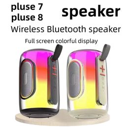 Haut-parleurs portables Pulse7 8 Bluetooth de haut-parleurs sans fil Pulse 7 étanche de basse étanche lumières LED audio plein écran coloré stéréo extérieur sports