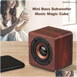 Haut-parleurs portables Q1 Haut-parleur Bluetooth en bois Caisson de basse sans fil Basse Powerf Barre de son Musique pour smartphone Ordinateur portable Drop Livraison Elec Dhb2x