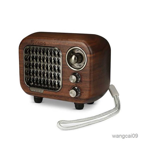 Altavoces portátiles Retro Altavoz Bluetooth Altavoz inalámbrico Sonido estéreo Radio de madera de nogal para teléfono inteligente Regalo de oficina en casa R230608