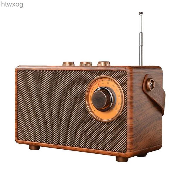 Haut-parleurs portables Rétro FM Radio Portable en bois Bluetooth Radio basse haut-parleur mains libres lecteur MP3 Support USB/TF carte/AUX Play YQ240124