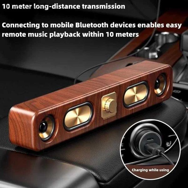 Haut-parleurs portables Barre de son en bois rétro haut-parleur Bluetooth Portable ordinateur de maison bureau TV théâtre sans fil HIFI son stéréo FM Radio barre de son 24318