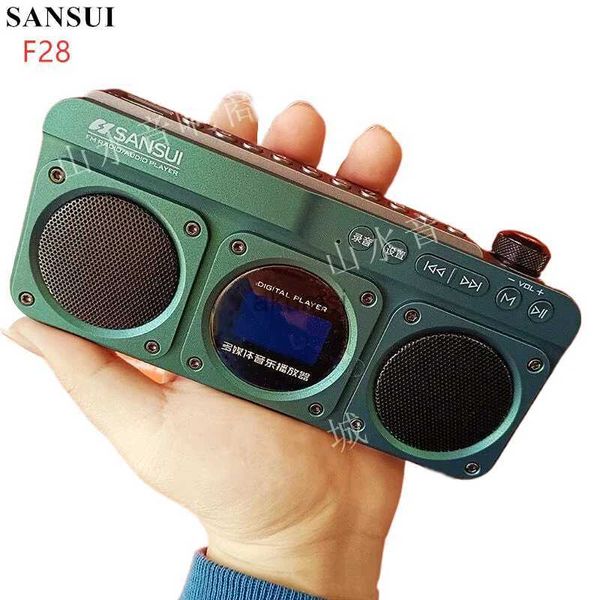 Haut-parleurs portables SANSUI F28 Mini personnes âgées FM Radio extérieure sans fil Bluetooth haut-parleurs MP3 baladeur Hi-fi qualité sonore horloge LED paroles affichage TF YQ240106