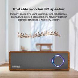Draagbare luidsprekers Smalody 10W houten draadloze Bluetooth-luidspreker TWS 6D stereoklankkast Handsfree Bluetooth 5.0 Soundbar Audio Center