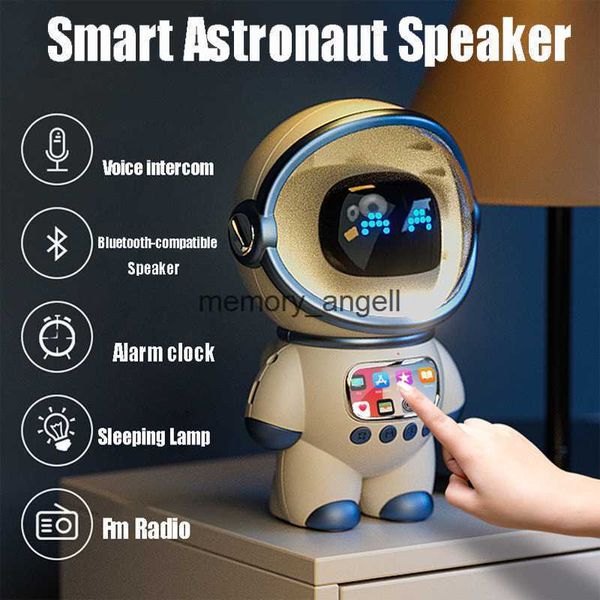 Altavoces portátiles Astronauta inteligente Altavoz compatible con Bluetooth Mini caja de sonido Estéreo portátil Ai Audio interactivo con despertador Regalo creativo HKD230904