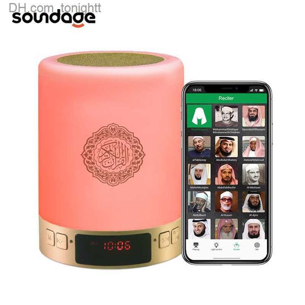 Haut-parleurs portables Soundage AZAN Islamique Coran Haut-Parleur Veilleuse MP3 APP Contrôle Coran Lecteur Coran Lampe Avec 16G Carte Mémoire Veilleuse Coranique Q230904