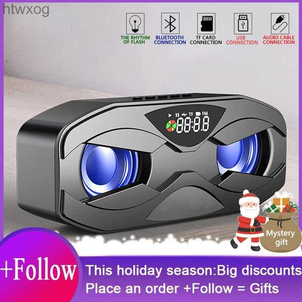 Altavoces portátiles Altavoz Diseño de robot Altavoz Bluetooth LED Ritmo Flash Altavoz inalámbrico Radio FM Reloj despertador Soporte para tarjeta TF Subwoofer M5 YQ240124