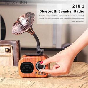 Haut-parleurs portables Haut-parleurs Bluetooth Haut-parleur Rétro Bois Boîte Portable Sans Fil Mini haut-parleur Extérieur pour Système de Son TF FM Radio Musique MP3 Subwoofer Q240328