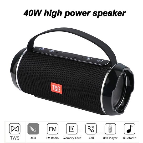 Altavoces portátiles TG116C 40W TWS Altavoz Bluetooth de alta potencia portátil impermeable al aire libre Columna de sonido inalámbrico Subwoofer Centro de música Estéreo 3D R 230818