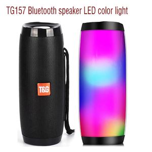 Haut-parleurs portables TG157 Bluetooth haut-parleur sans fil étanche avec couleur LED lumineux BoomBox extérieur 3D stéréo basse TF FM Radio 231017
