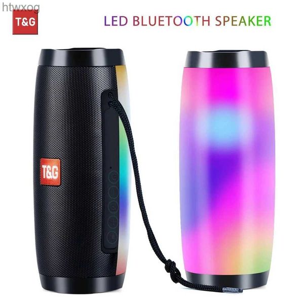 Haut-parleurs portables TG157 LED clignotant Bluetooth haut-parleur Portable extérieur haut-parleur avec corde 1200 mah tissu étanche caisson de basses Radio FM YQ240124