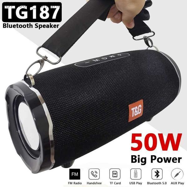 Haut-parleurs portables TG187 50W haut-parleur Bluetooth haute puissance basse lourde colonne sonore portable haut-parleur étanche caisson de basses sans fil boom box radio FM Q230904