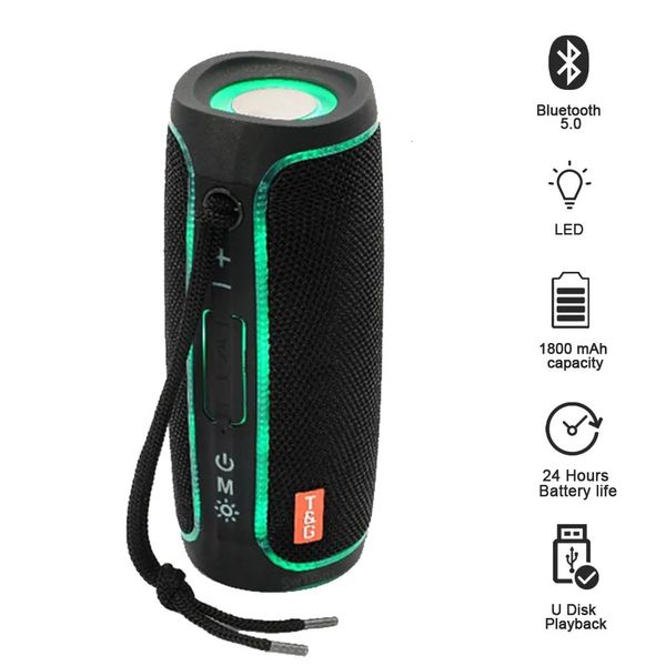 Altavoces portátiles TG288 Altavoz Bluetooth inalámbrico LED 1800mAh IPX6 impermeable doble columna Boombox AUX TF USB altavoz 231017