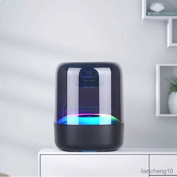 Haut-parleurs portables Véritable stéréo sans fil avec conception transparente Respiration Led Lumière Carte Bluetooth Entrée audio Nouveau Mini R230801