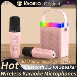 Haut-parleurs portables VAORLO double Microphones sans fil karaoké Machine Bluetooth PA haut-parleur KTV DSP HIFI Surround caisson de basses Support TF/u-disk/AUX Play 24318