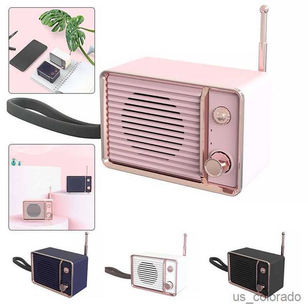 Altavoces portátiles Vintage Bluetooth Pink Speaker Altavoces estéreo inalámbricos Altavoces portátiles con potente tarjeta de sonido R230803