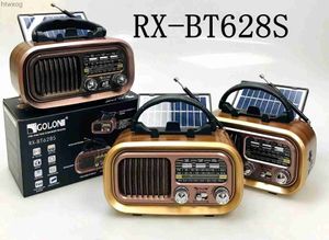 Haut-parleurs portables Haut-parleur Bluetooth en bois Vintage Radio maison FM AM SW Radio Portable panneau solaire Rechargeable Radio à ondes courtes haut-parleur caisson de basses YQ240124