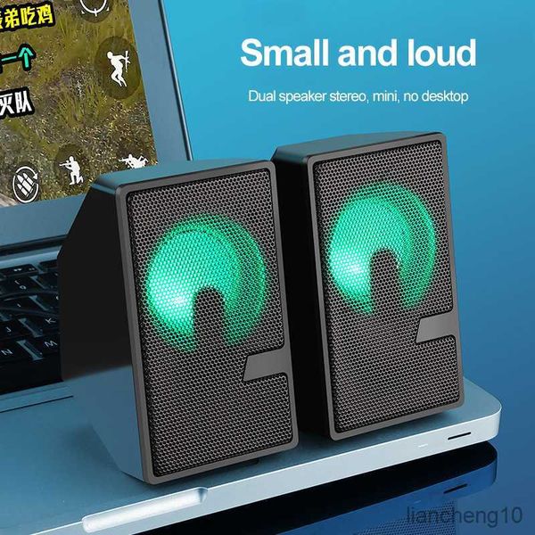 Altavoces portátiles Altavoces con cable Fuente de alimentación negra Tweeter ajustable Controladores duales de rango completo Luces de colores LED para computadora Mini altavoz R230727