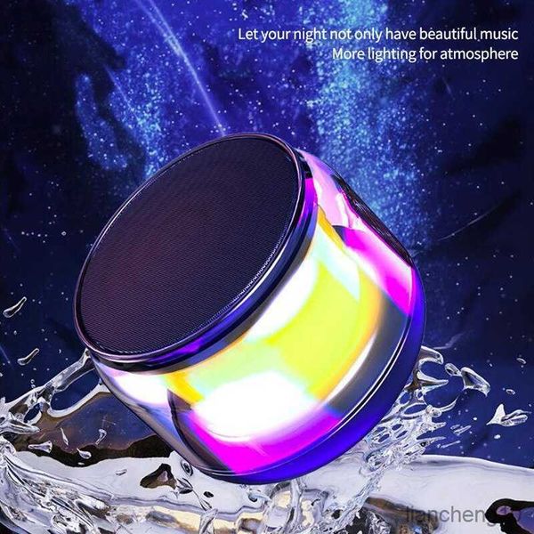 Haut-parleurs portables Sans fil Bluetooth Mini verre Portable Subwoofer Couleur Lumière Cool Surround Sound R230801