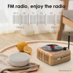 Haut-parleurs portables sans fil Bluetooth rétro Radio tourne-disque stéréo créatif rétro Audio FM Radio Microphone R230801