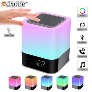 Haut-parleurs portables Lampe de haut-parleur Bluetooth sans fil avec LED tactile veilleuse horloge MP3 RGB multicolore changeant veilleuses tout en 1 Q230904