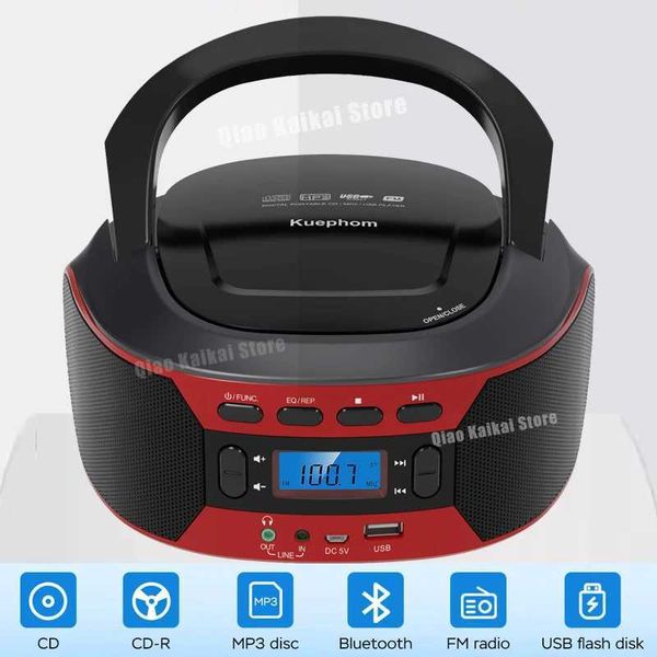 Haut-parleurs portables en haut-parleur Bluetooth Multi-fonction Portable CD Porte des haut-parleurs stéréo Entrée audio Radio FM Radio Disc Player stéréo J240505