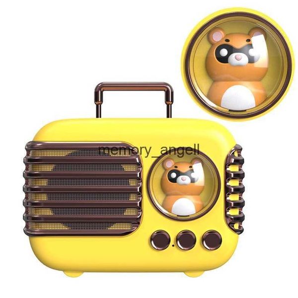 Haut-parleurs portables Petit haut-parleur sans fil enfant mignon animal de compagnie mini boîte à musique portable rétro TWS haut-parleur Bluetooth avec veilleuse chaude pour filles cadeau HKD230904