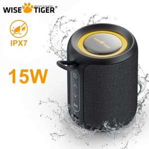 Draagbare luidsprekers Wijze Tiger P1S Mini Portable Bluetooth -luidspreker IPX7 Waterdichte luidspreker Bass Booster TWS Dual Pair Bt5.3 15W Outdoor RGB Light S245287