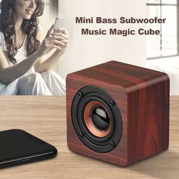 Haut-parleurs portables Bois Caisson de basses sans fil Haut-parleur portable en bois Haut-parleur Bluetooth Bass puissant Boîte de son Lecteur de musique Q240328