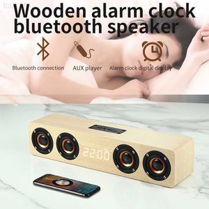 Haut-parleurs portables En bois Bluetooth haut-parleur sans fil caisson de basses horloge Soundbox ordinateur domestique Echo mur barre de son HiFi stéréo TF AUX U disque Y2212 L230822