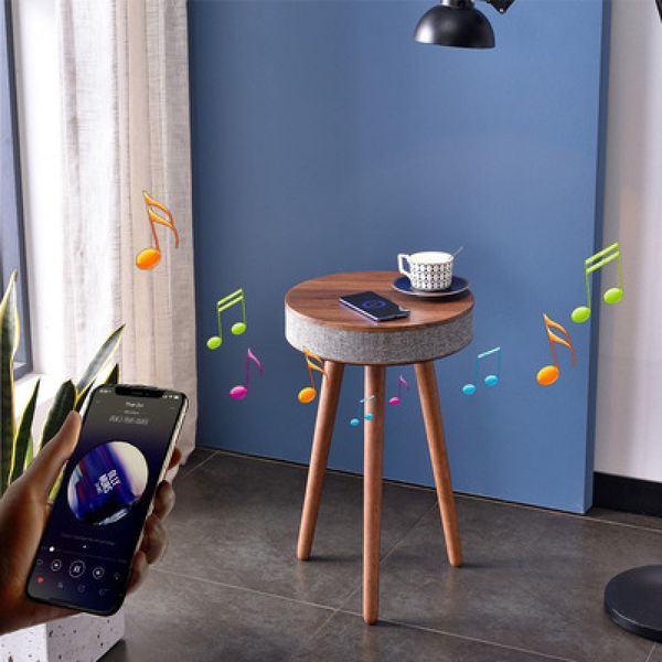 Altavoces portátiles Mesa de centro de madera Altavoz Bluetooth portátil Altavoz inteligente Trípode Mesa 9000 MAh con cargador inalámbrico y carga USB 221105